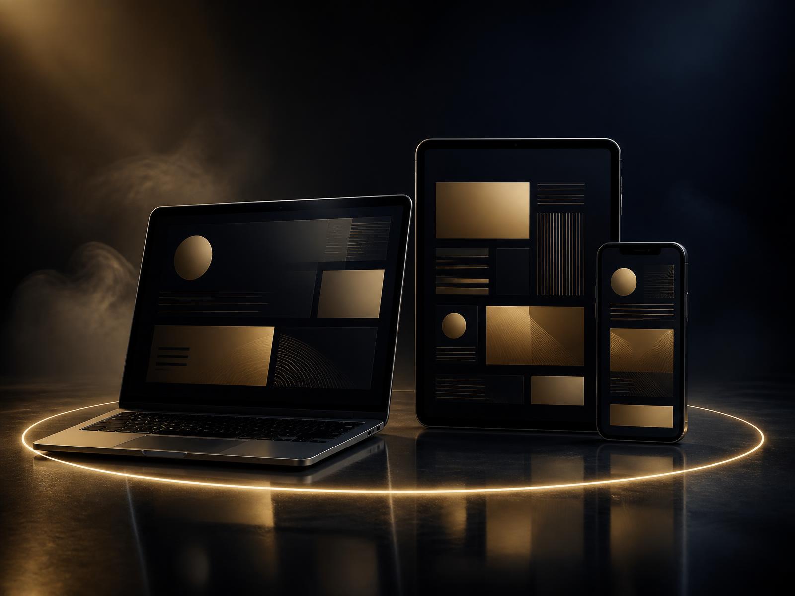 Laptop, tablet and phone displaying premium website designs built by Digital Boss Pro